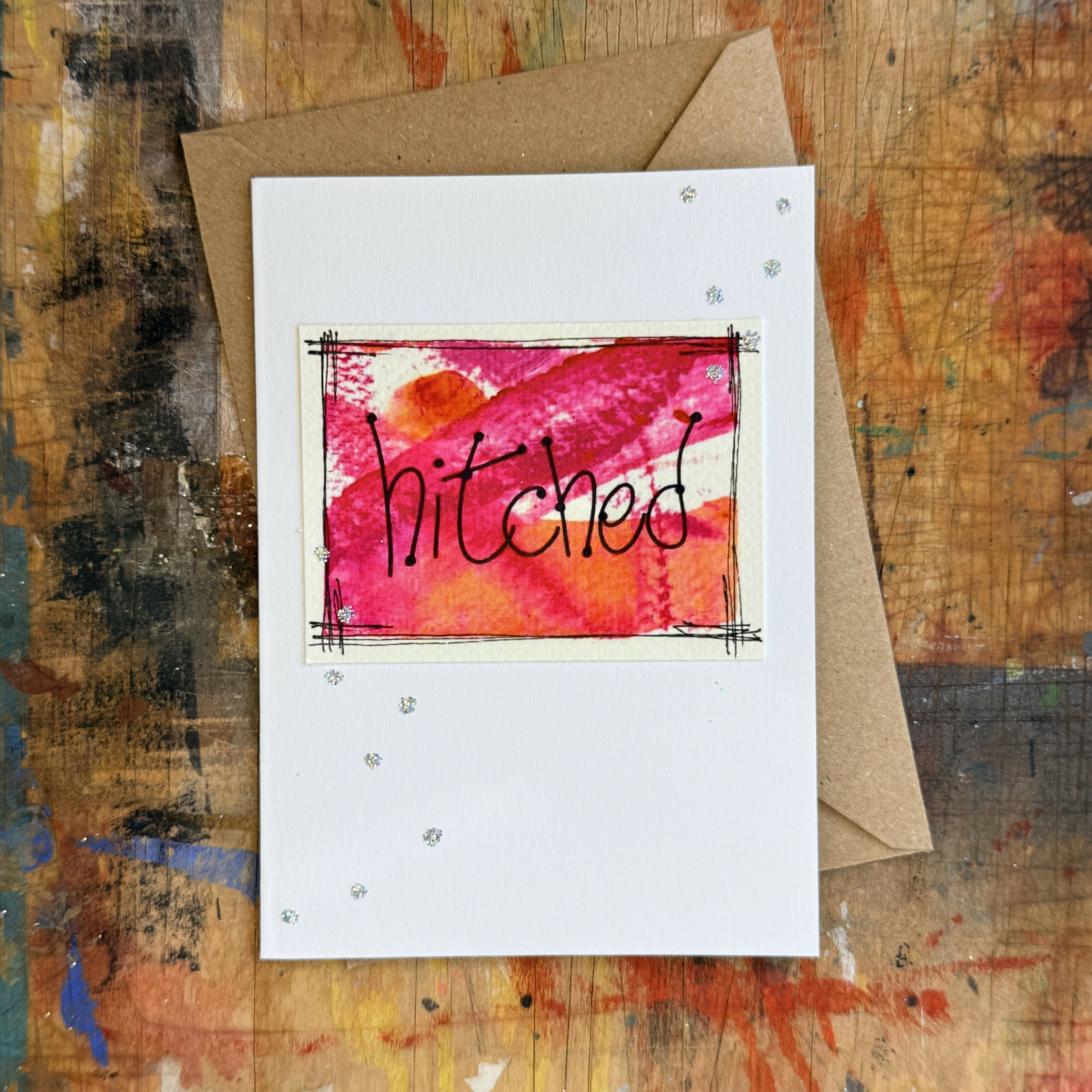 Abstract Hitched Card in Pink