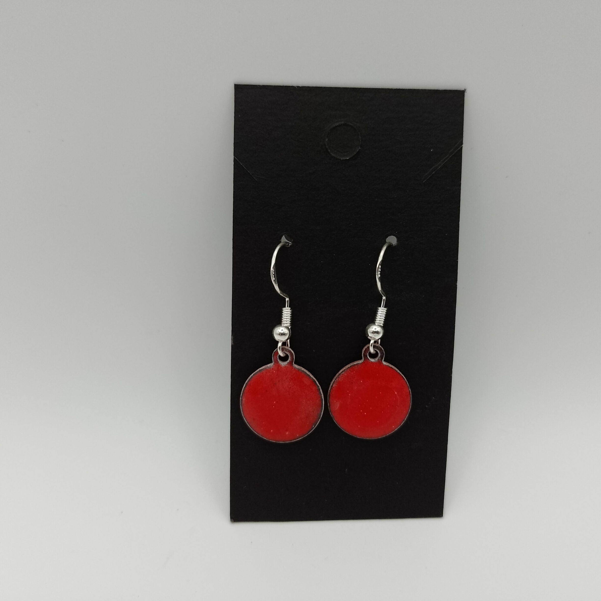 Red Enamel Circle Earrings