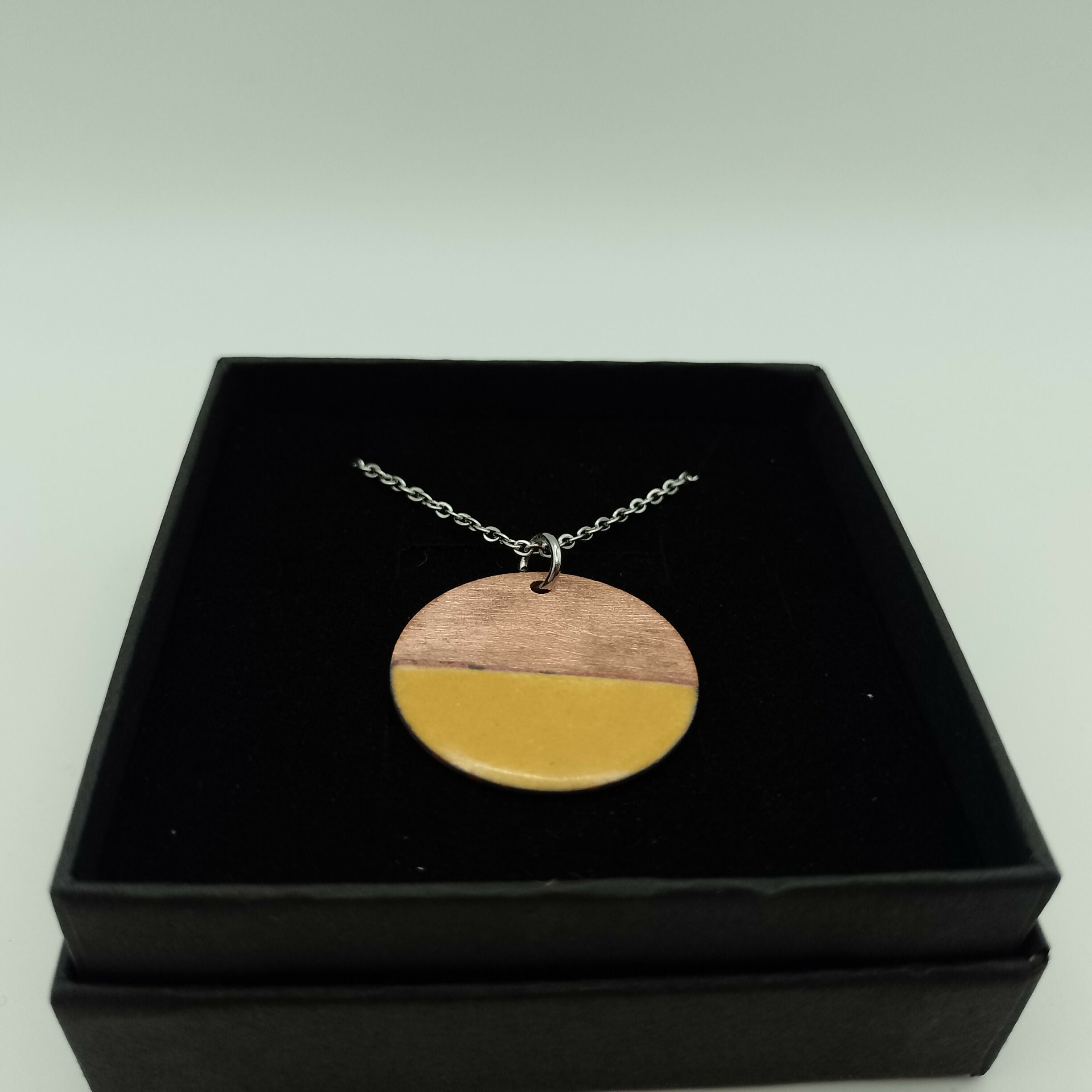 Yellow Circle Half Copper Half Enamel Pendant