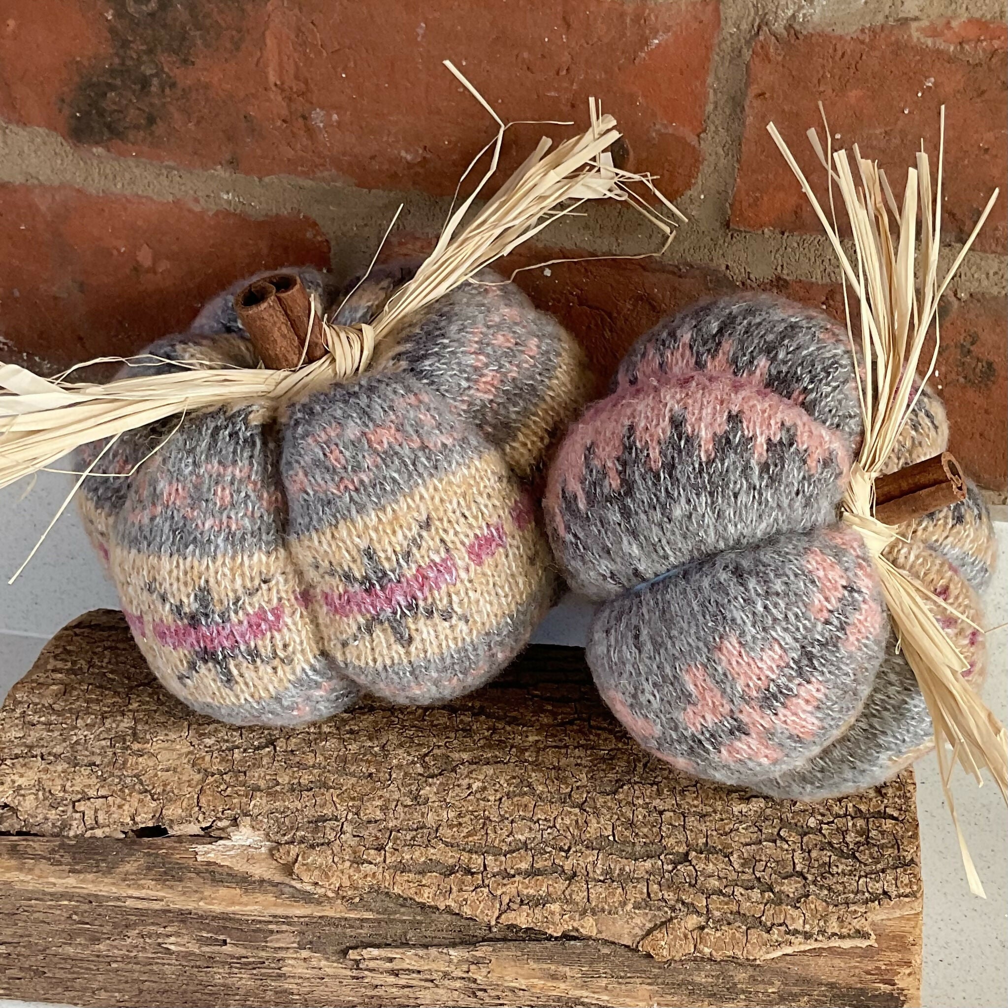 Upcycled Knitted Pumpkin Decoration, Handmade Autumn and Winter Ornament, Halloween, Christmas