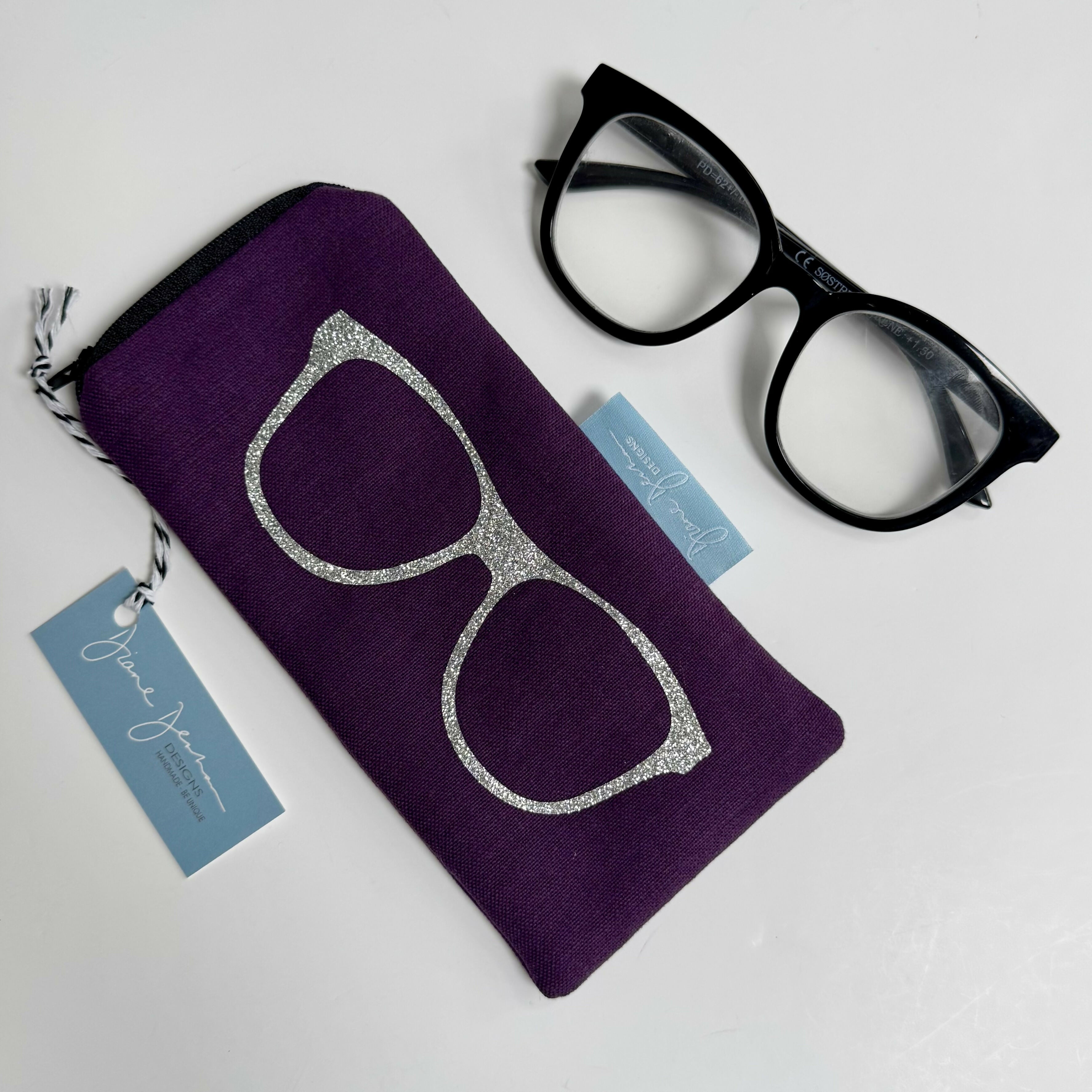 Glasses Case - Purple with Silver Glitter