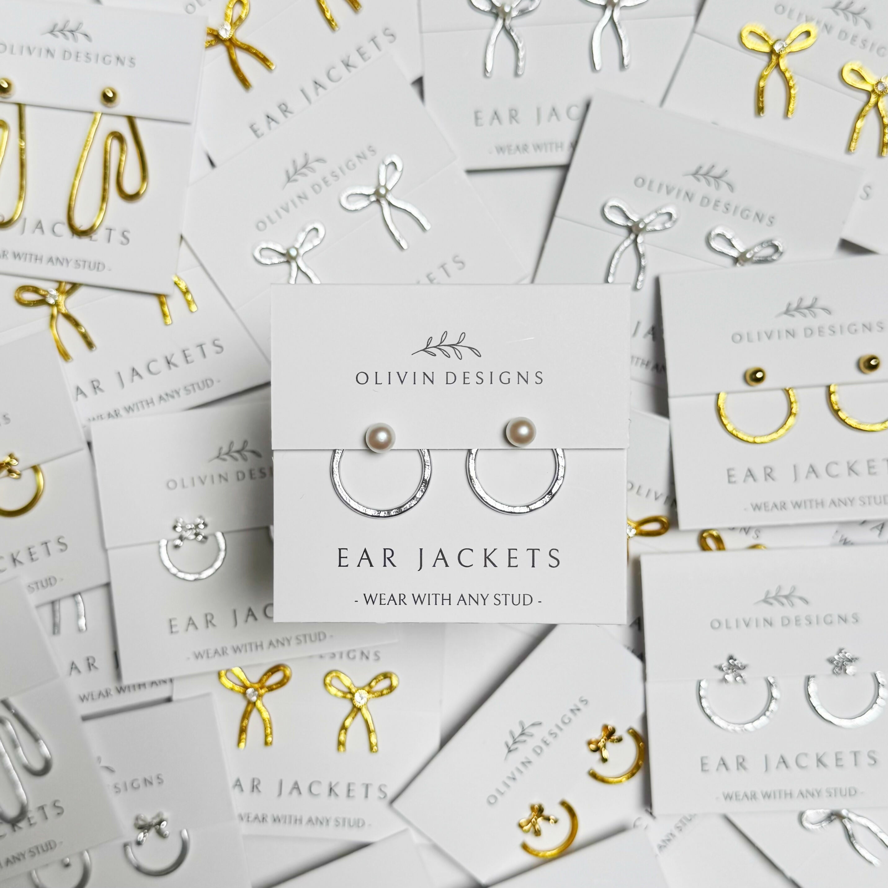 Midi Circle Ear Jackets: Sterling Silver or 18K Gold Plated Studs