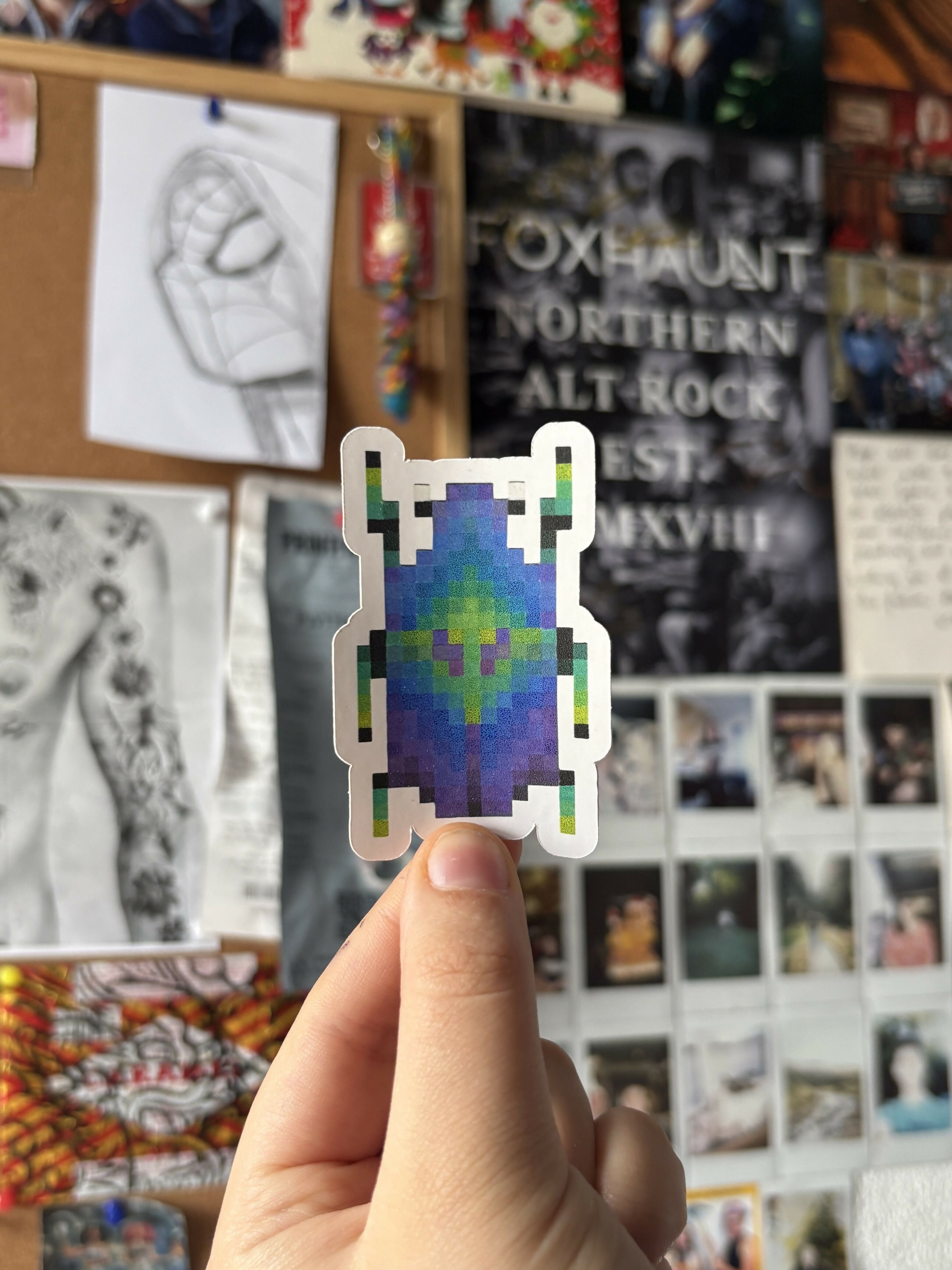Pixel Spring Dumbledore Beetle Die-Cut Sticker
