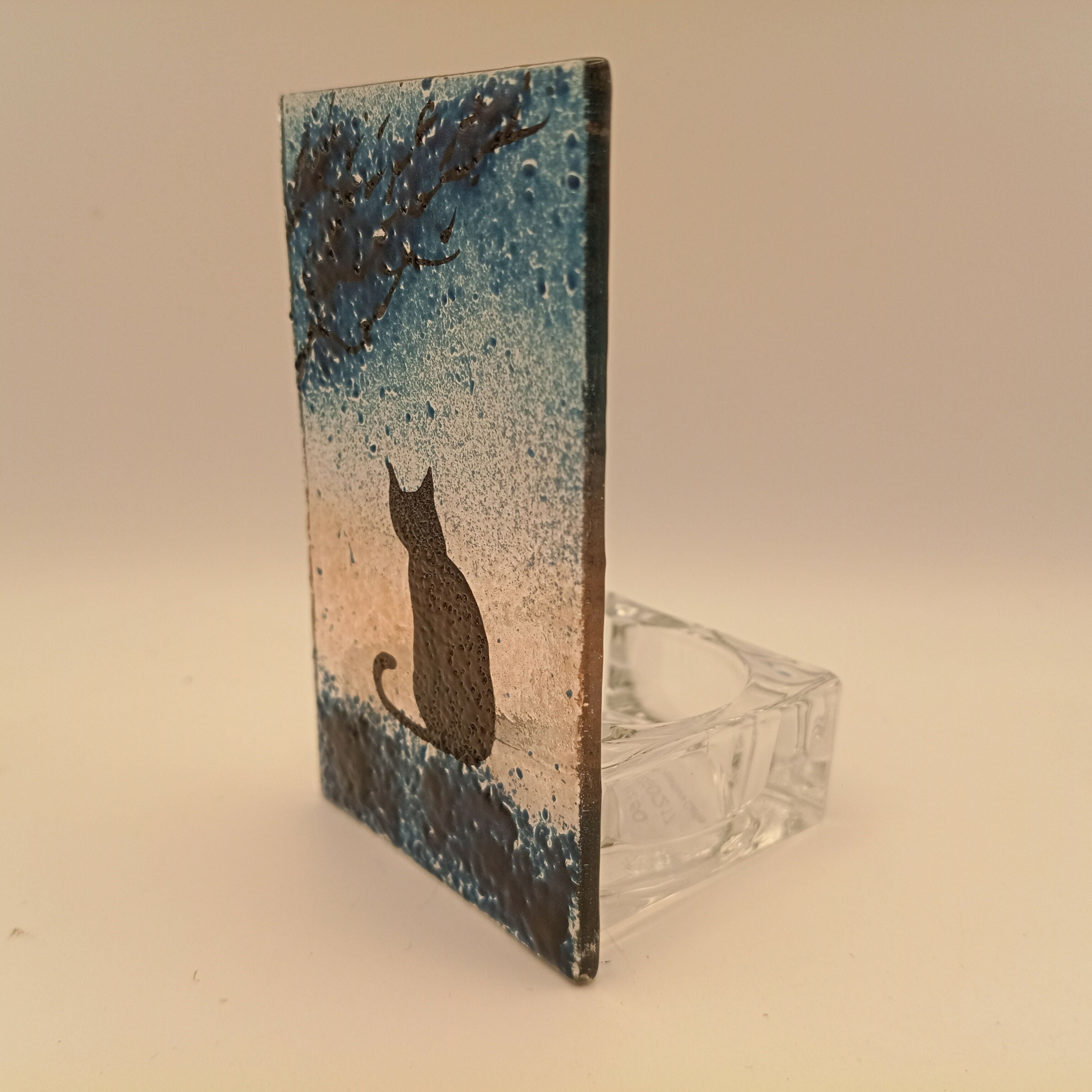 Fused Glass Silhouette Cat Tealight