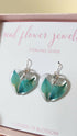 Turquoise Flower Petals with Silver Leaf Heart Earrings Sterling Silver