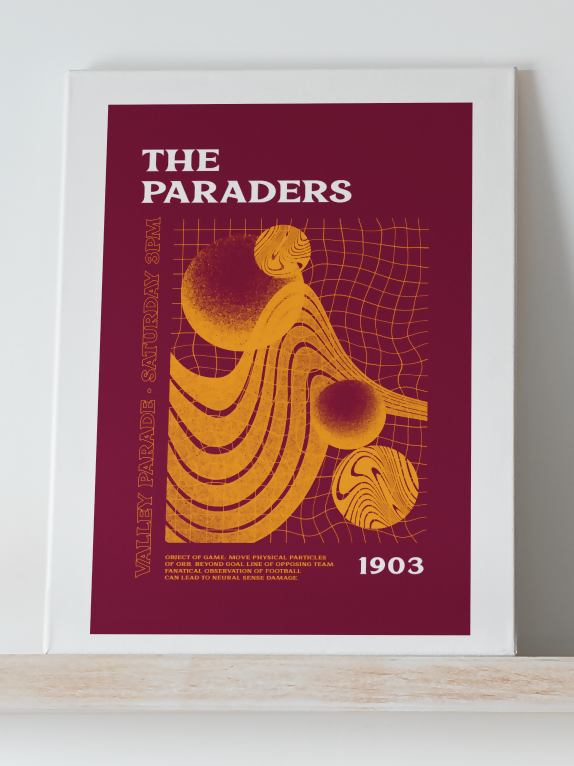 Bradford City Art Print PSYCHEDELIC Design in Claret