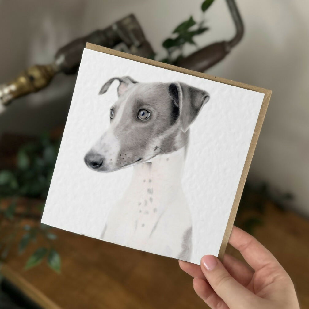 Greyhound Dog Greeting Card – Sighthound Lover Gift – Blank Inside