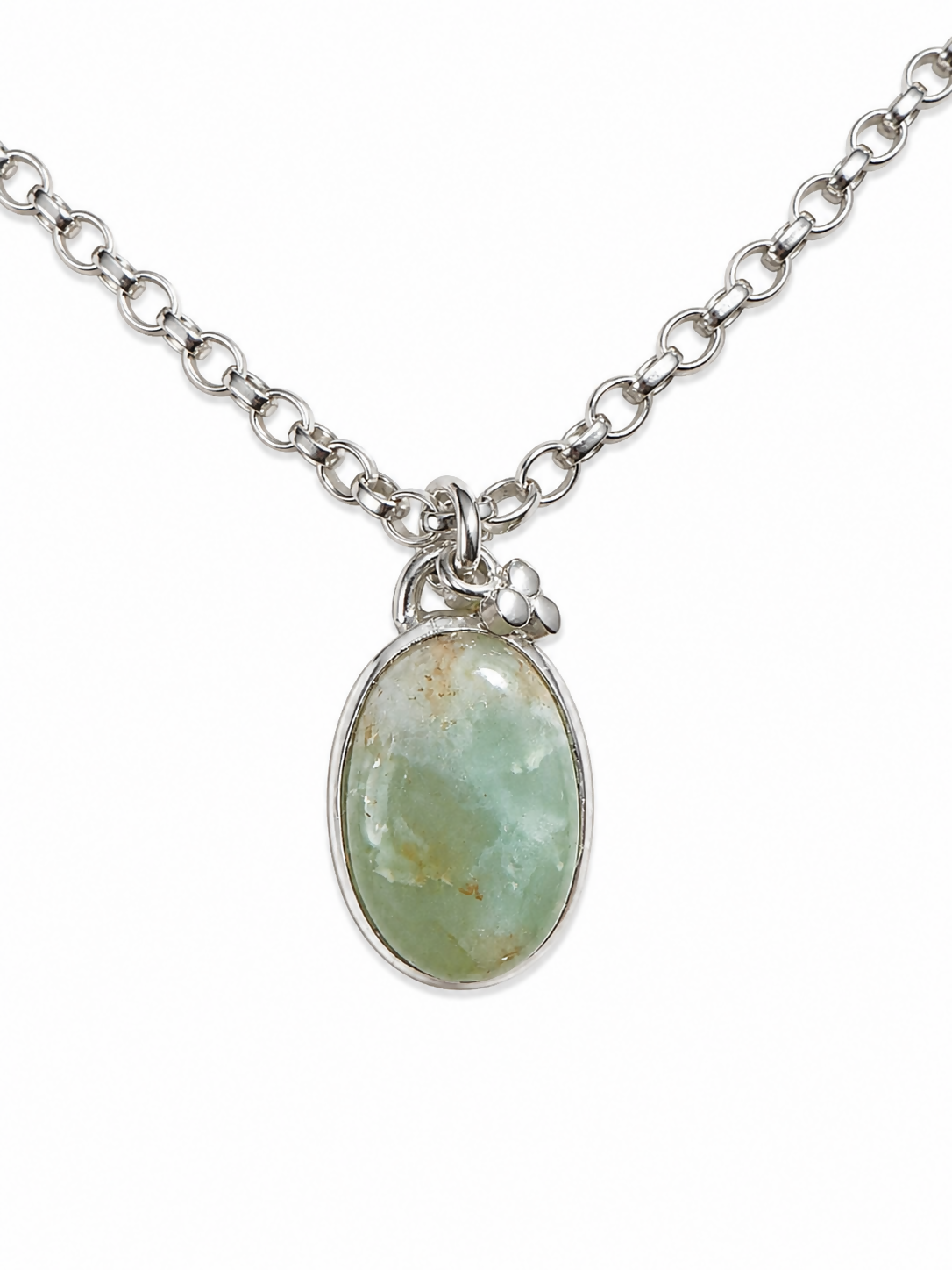 Monstera Chrysoprase Pendant-Medium size oval shape