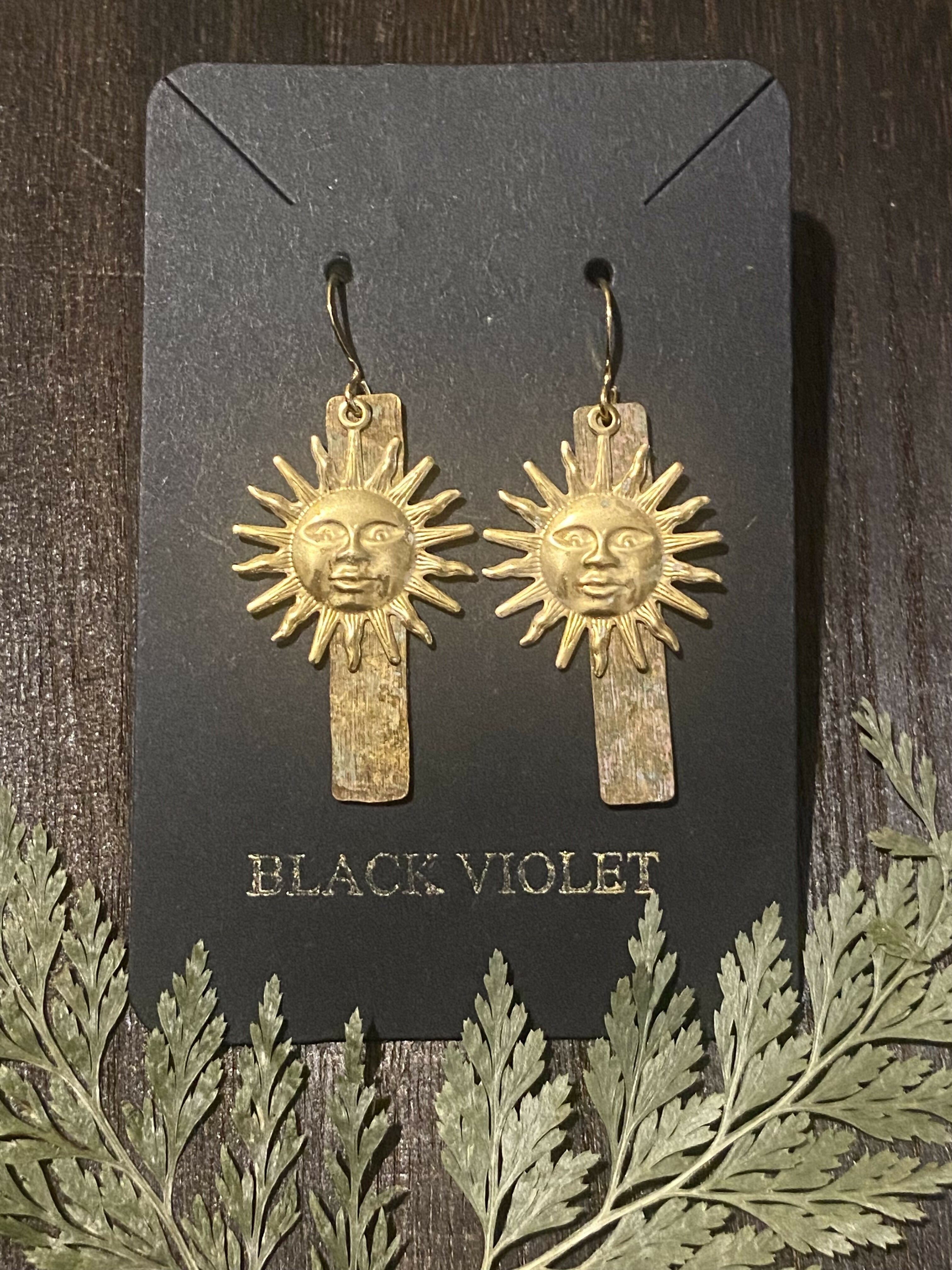 Sun Goddess Brass Earrings