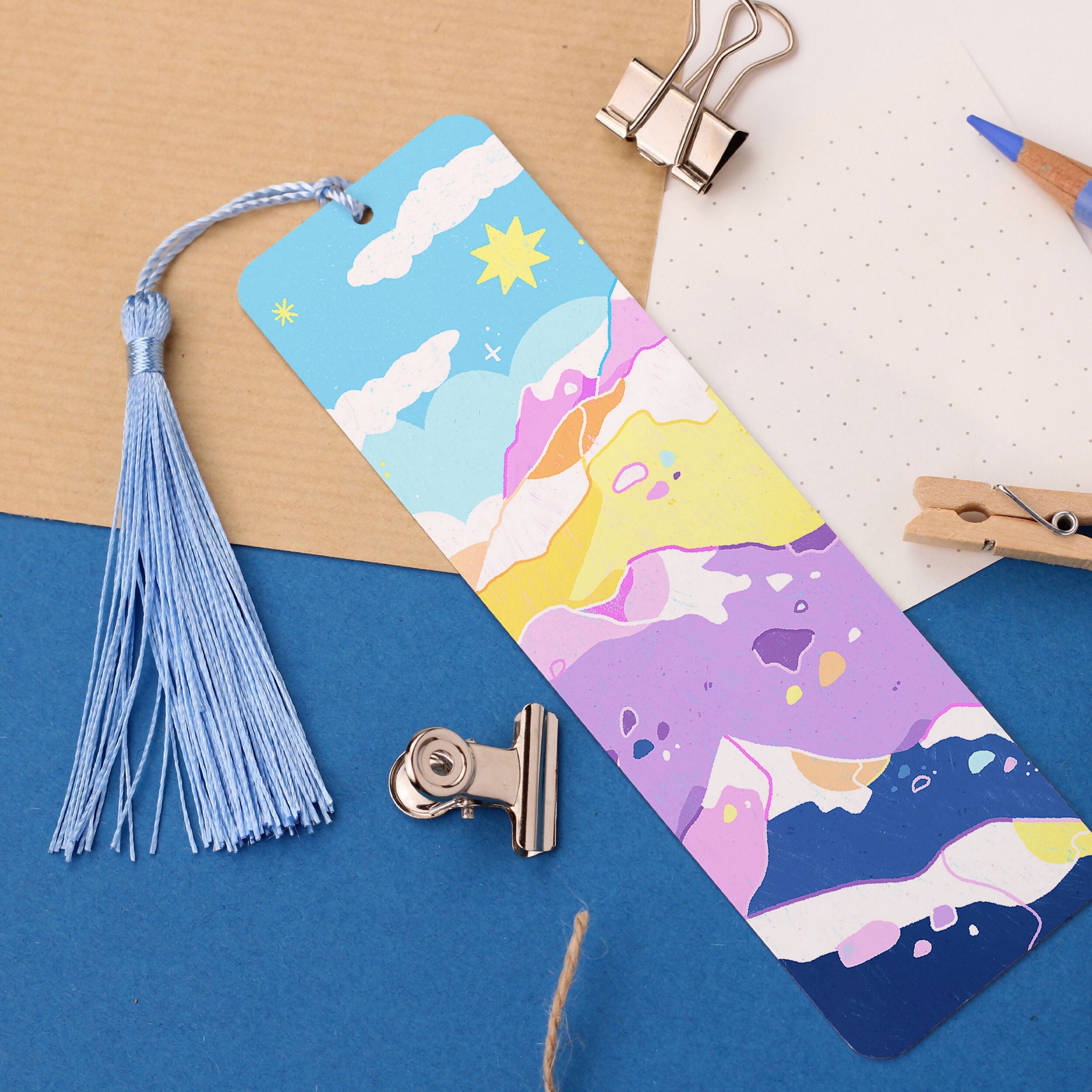 Pastel Mountains Aluminium Bookmark