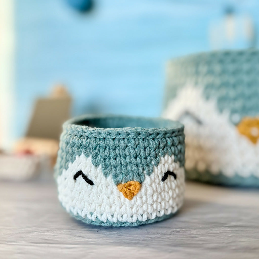 Crochet Miniature Penguin Basket