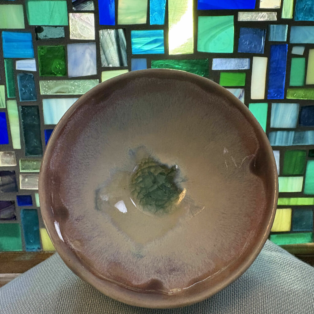 Pink and Turquoise Crackled Glass Bowl