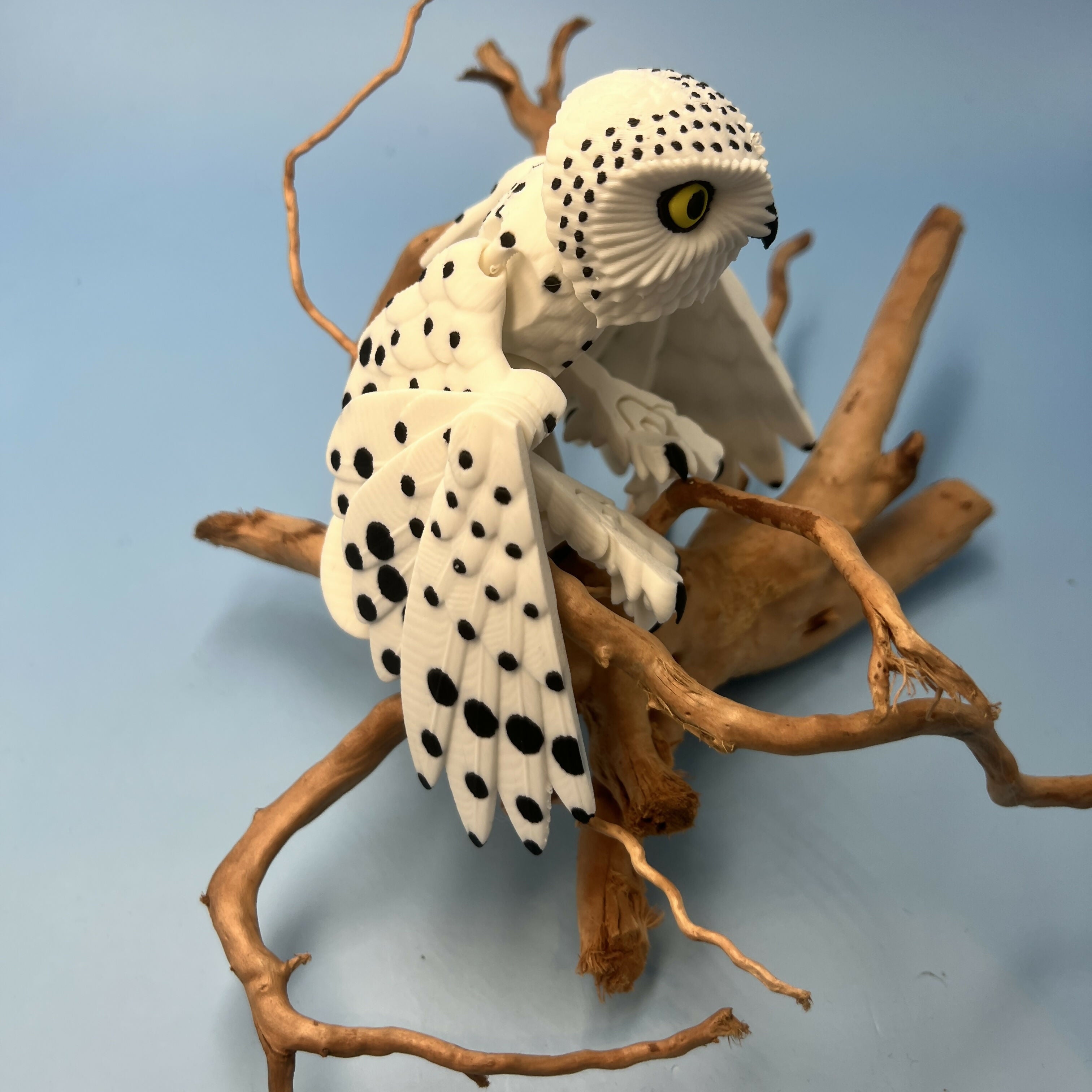 3D Printed LARGE: Articulated Sensory Fidget Animal Friend Snow Owl 22cm