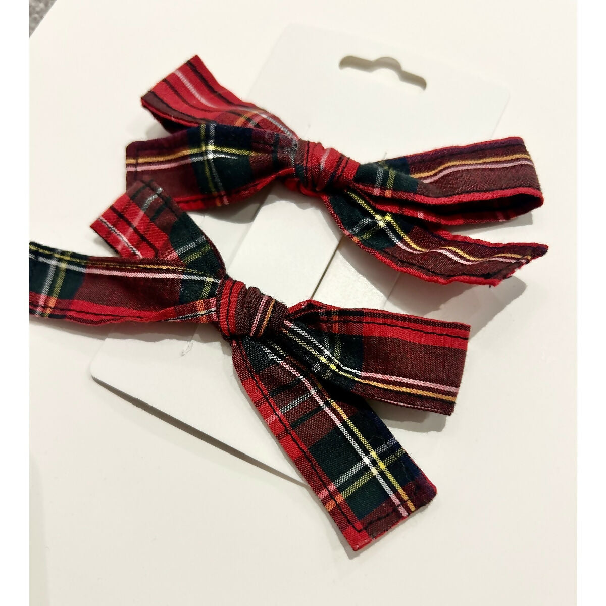 Red Tartan Christmas Tiny Hair Bows