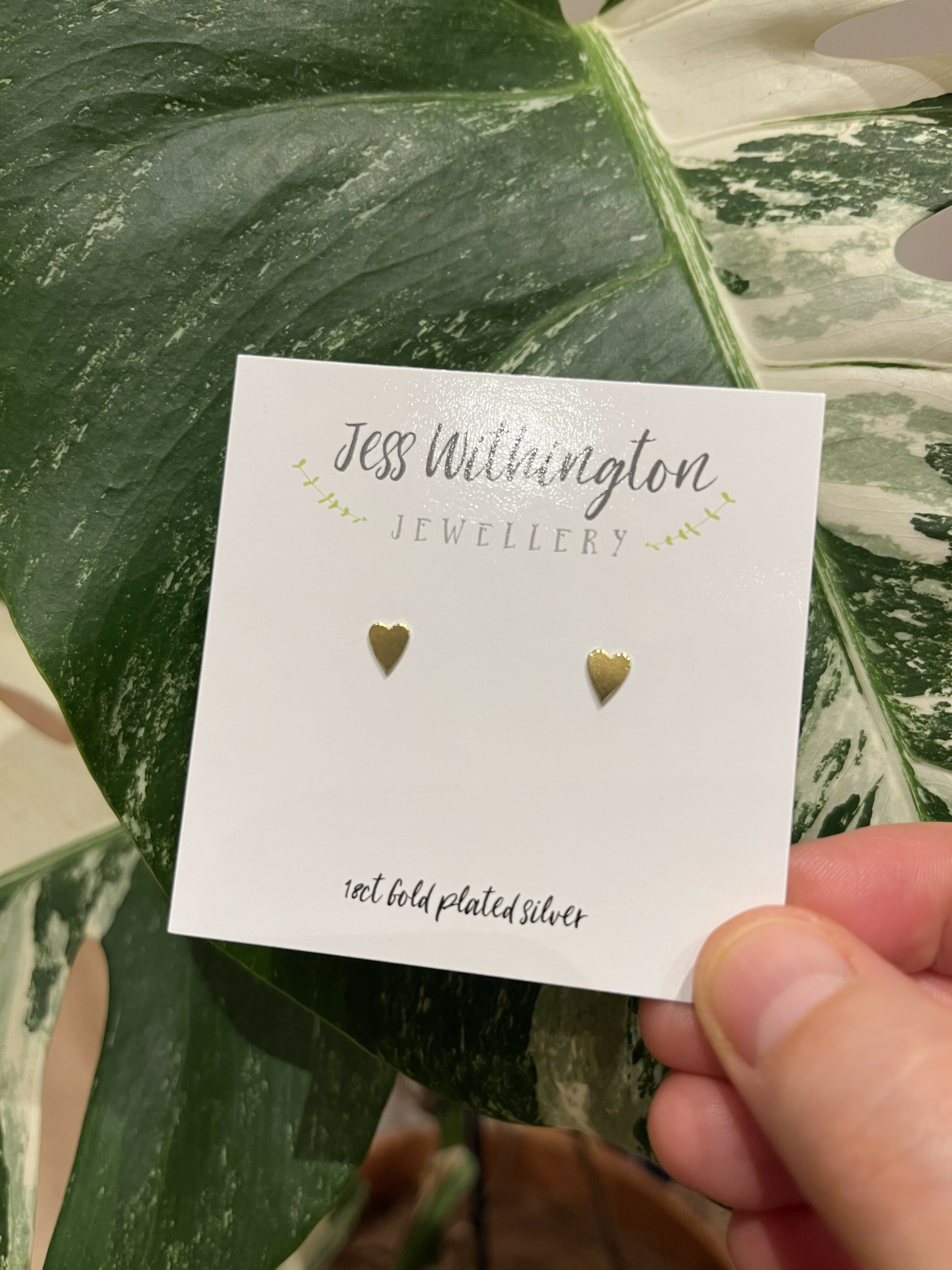 18ct Gold plated silver heart studs