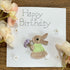 Happy Birthday Crocheted card with Rabbit or Elephant