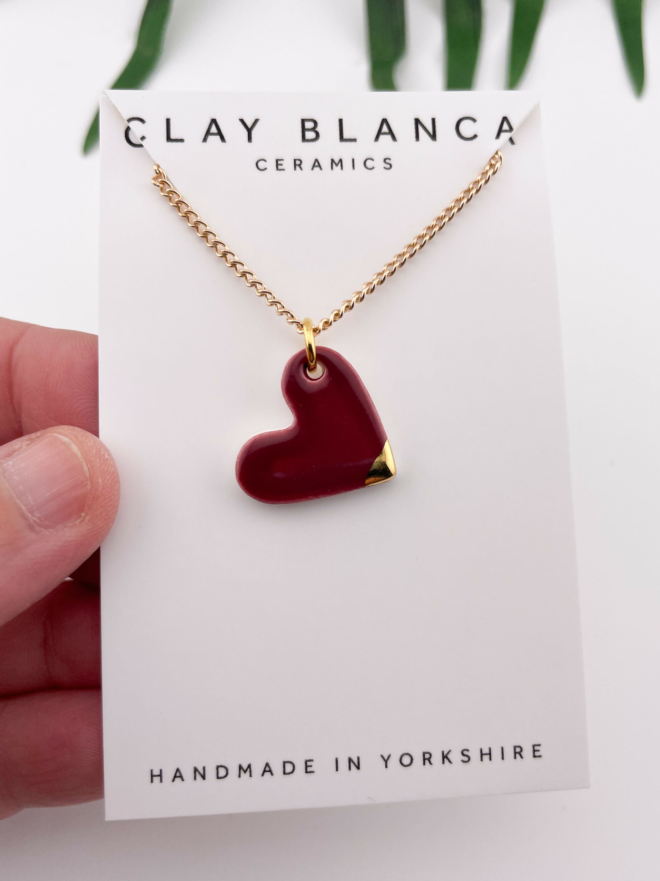 Small Burgundy Heart Necklace