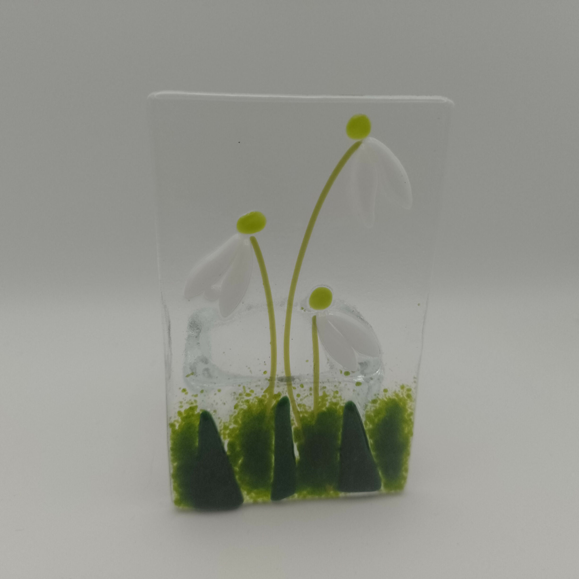 Fused Glass Snowdrop Tealight Holder