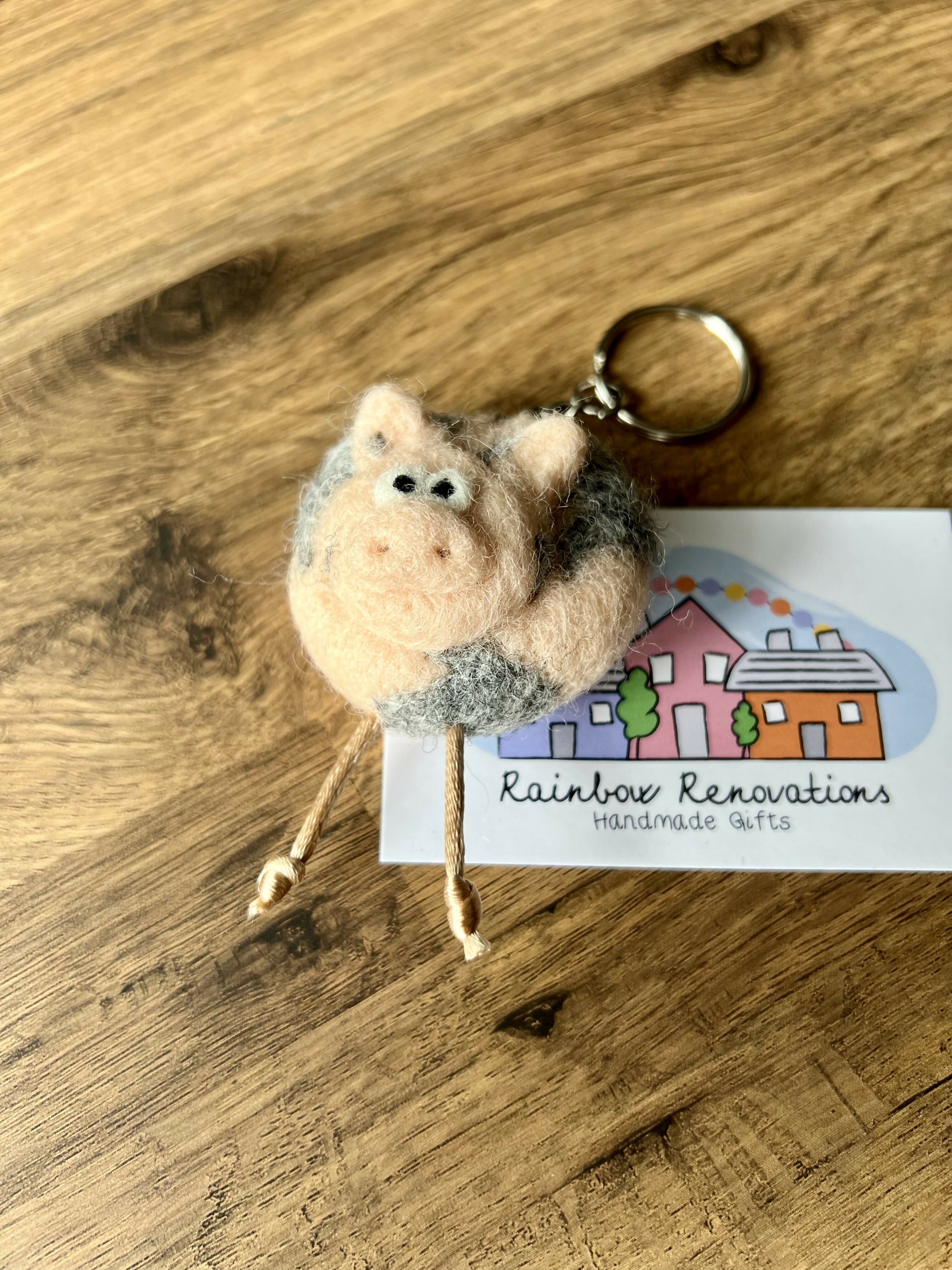 Felted Pig Keyring