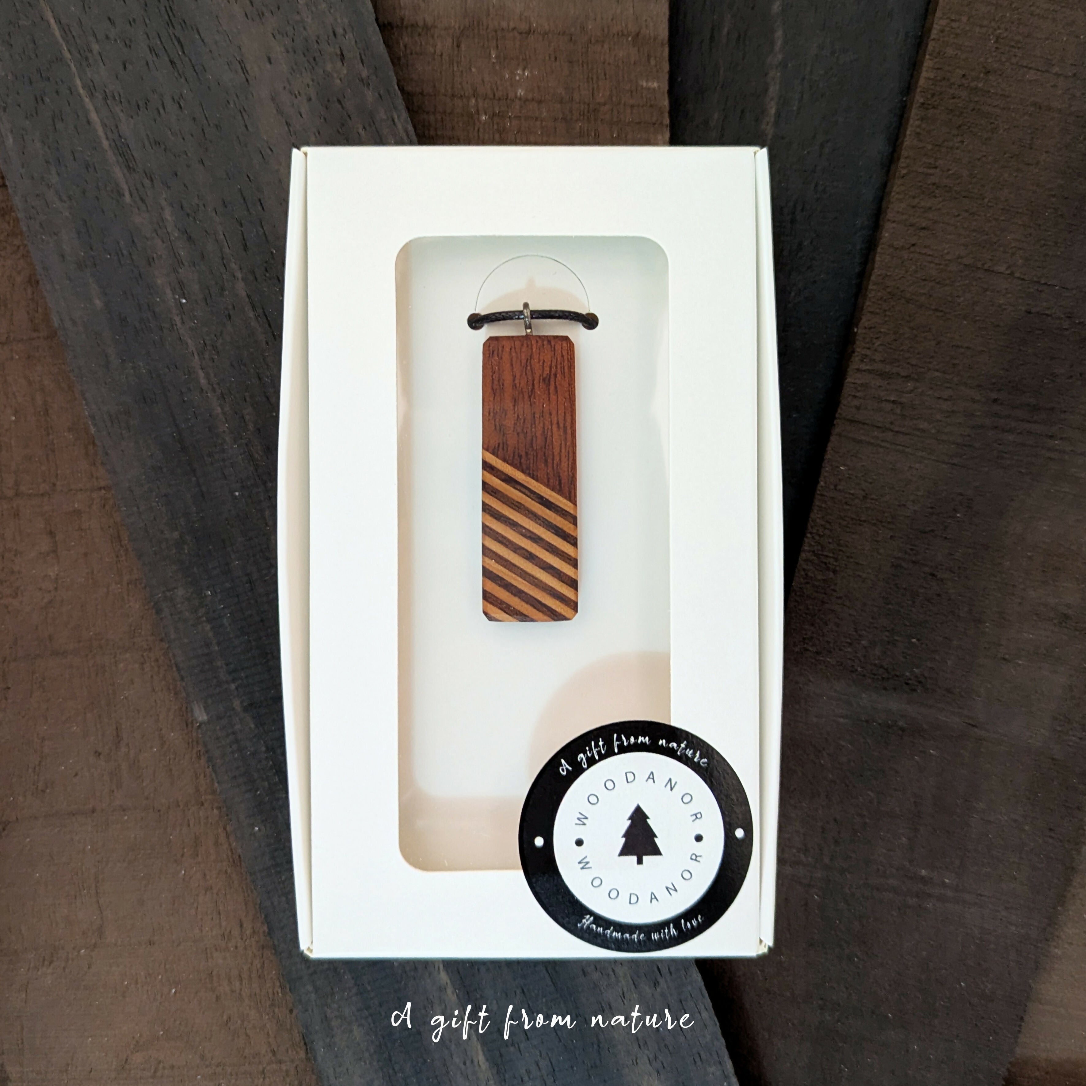 Two-Tone Striped Wooden Pendant