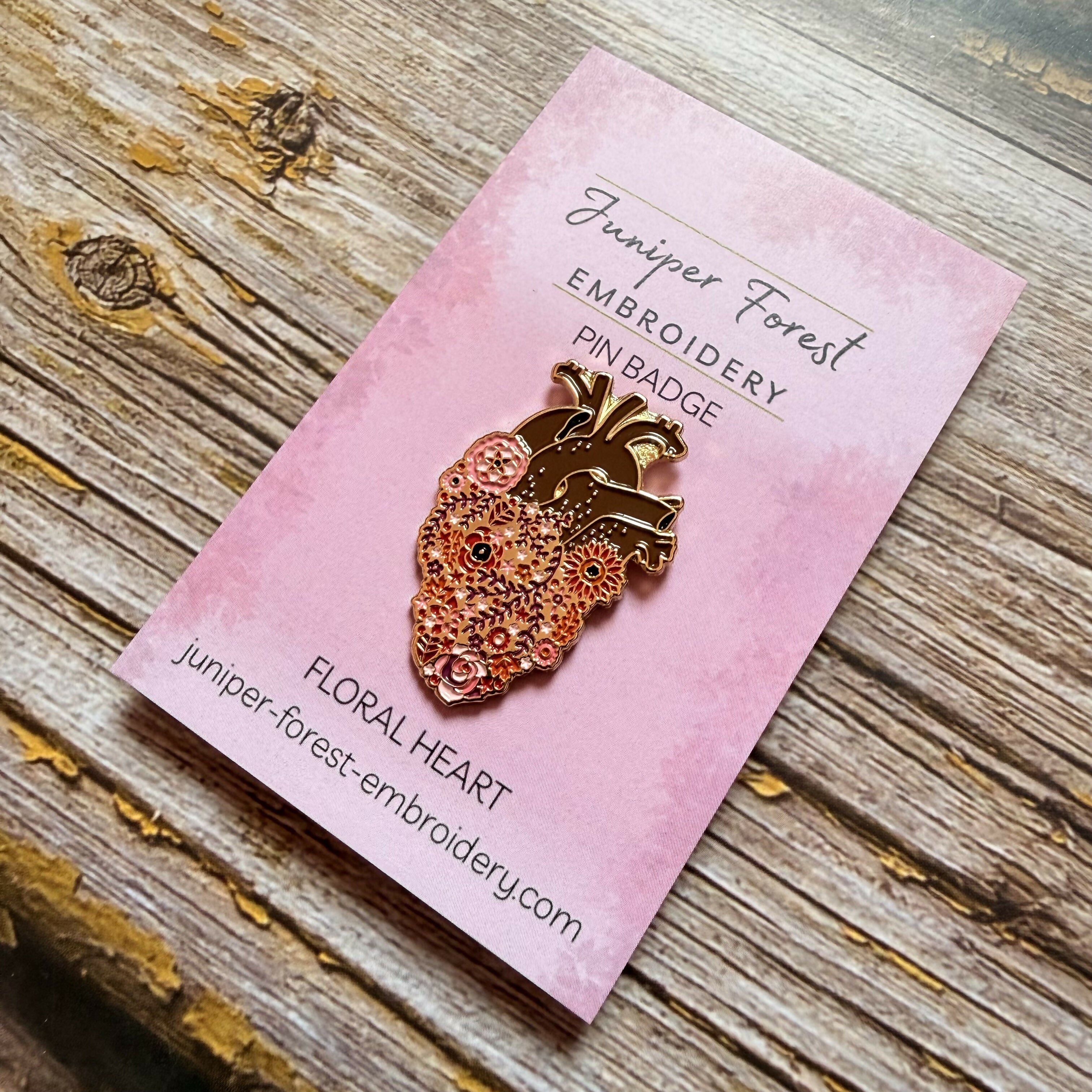 Floral Heart Pin Badge