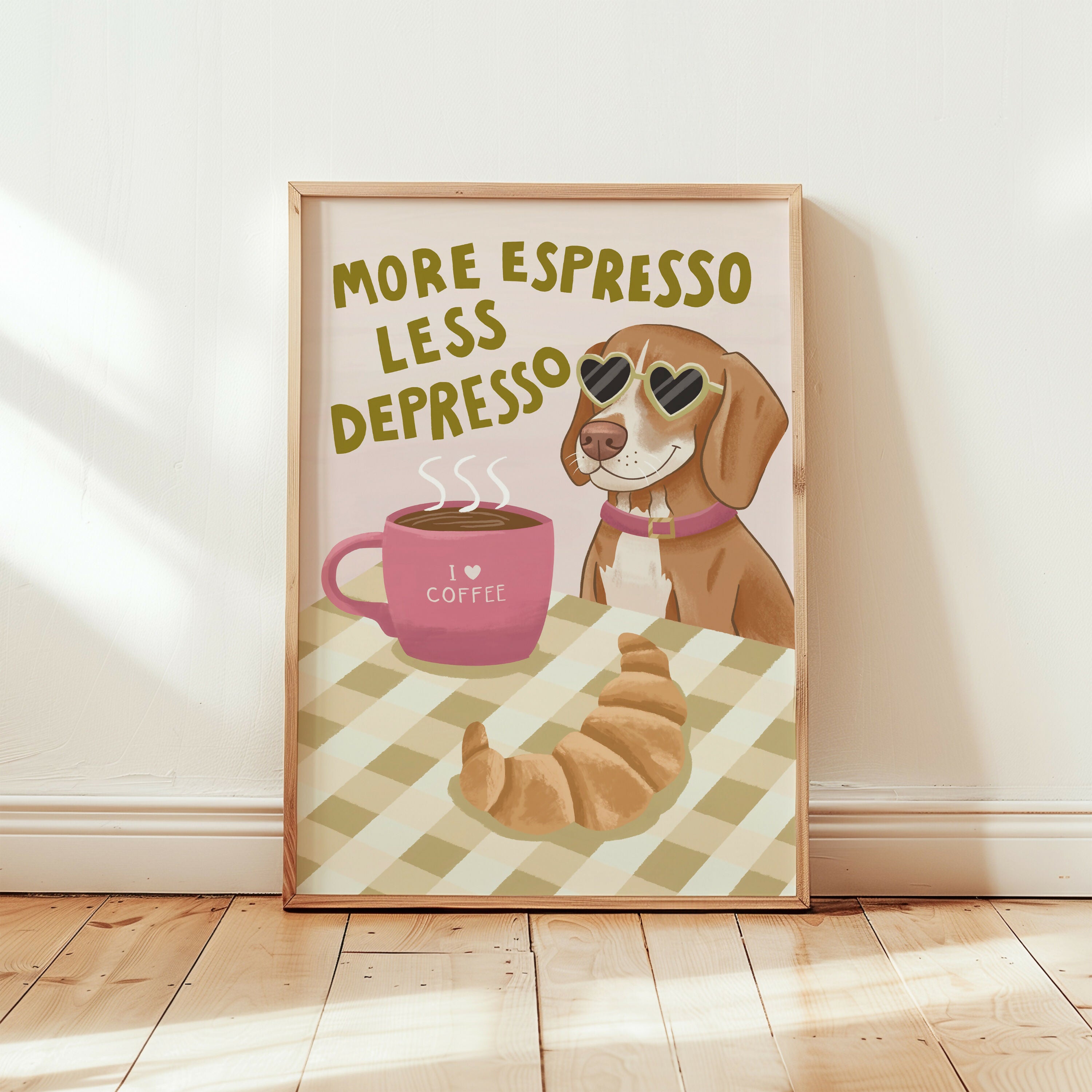 More Espresso Less Depresso Dog Print