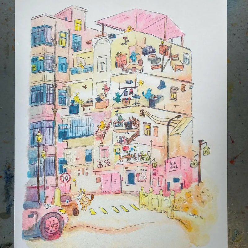 House of Cats In Asia Riso Print A3