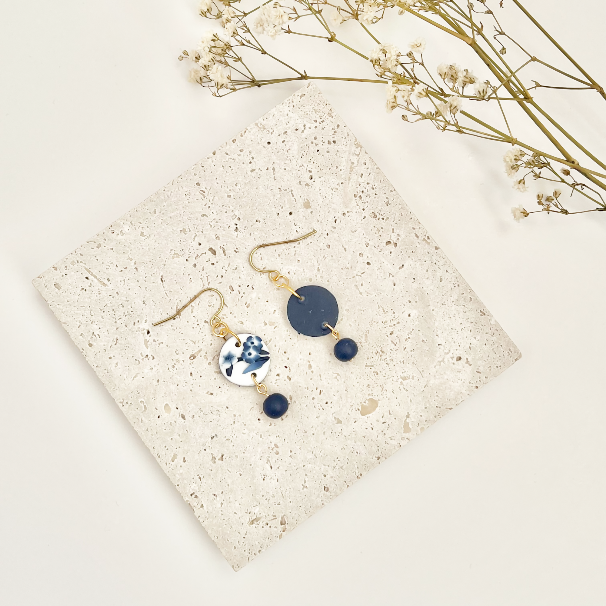 Blue China No. 5 - Handmade Polymer Clay Earrings