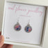 Real Flower Pink and Blue Rhinestone Circle Earrings Sterling Silver