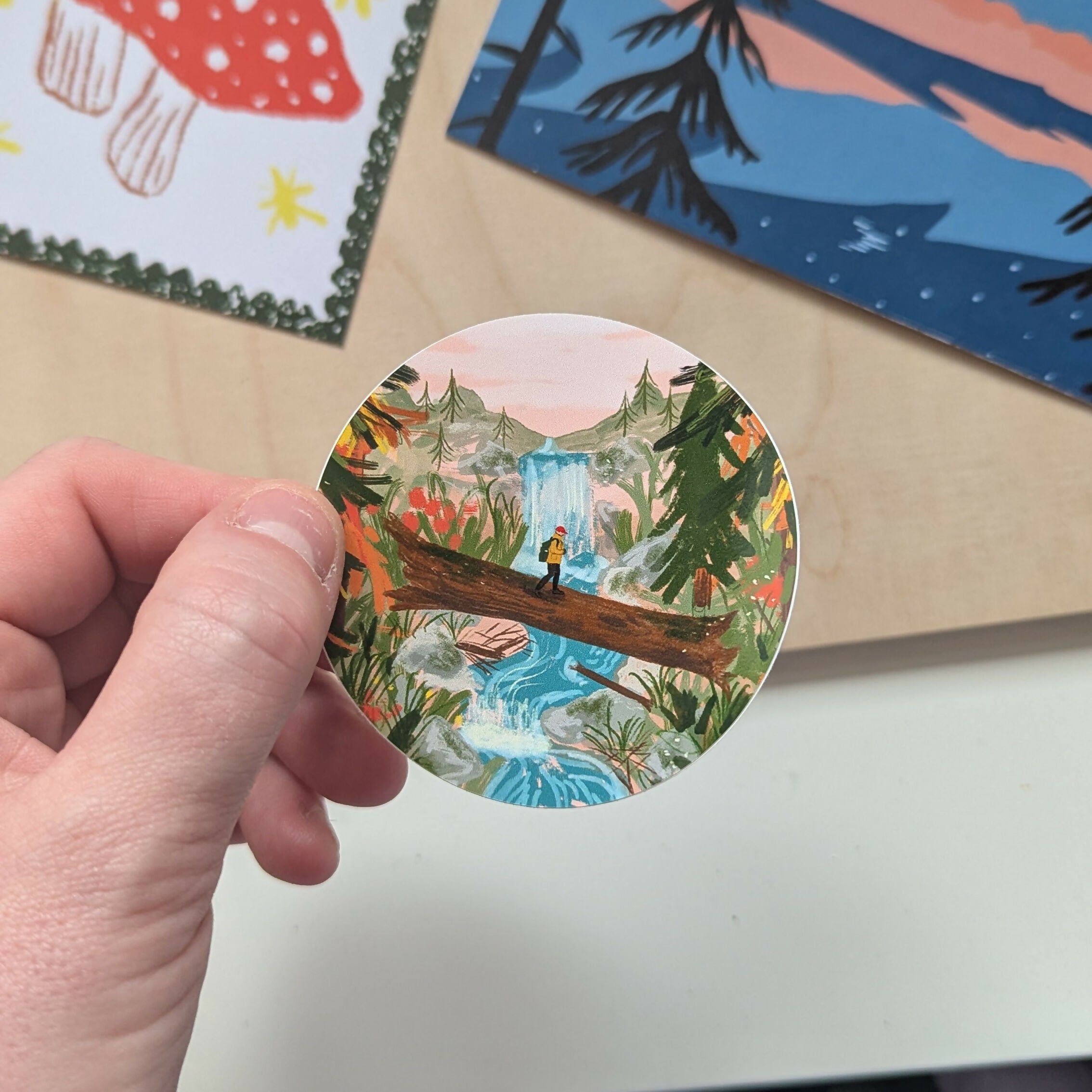 Summer Hiking Illustrated Vinyl Sticker