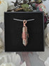 Unakite Wire Wrapped Crystal Point Necklace on Sterling Silver Chain