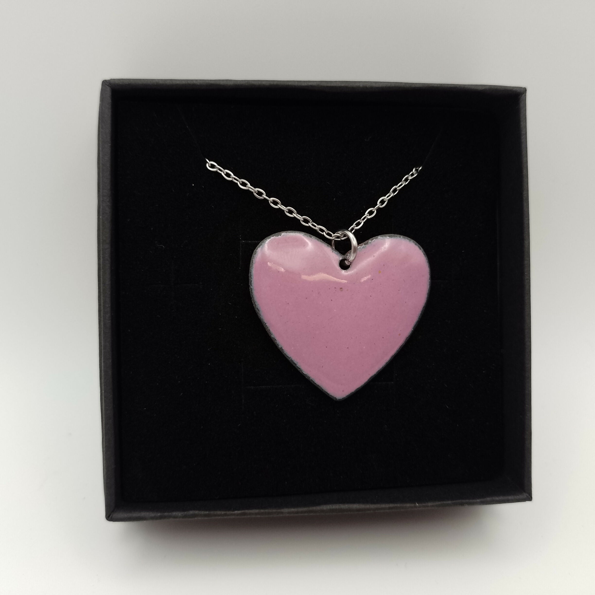 Pale Purple Enamel Heart Pendant