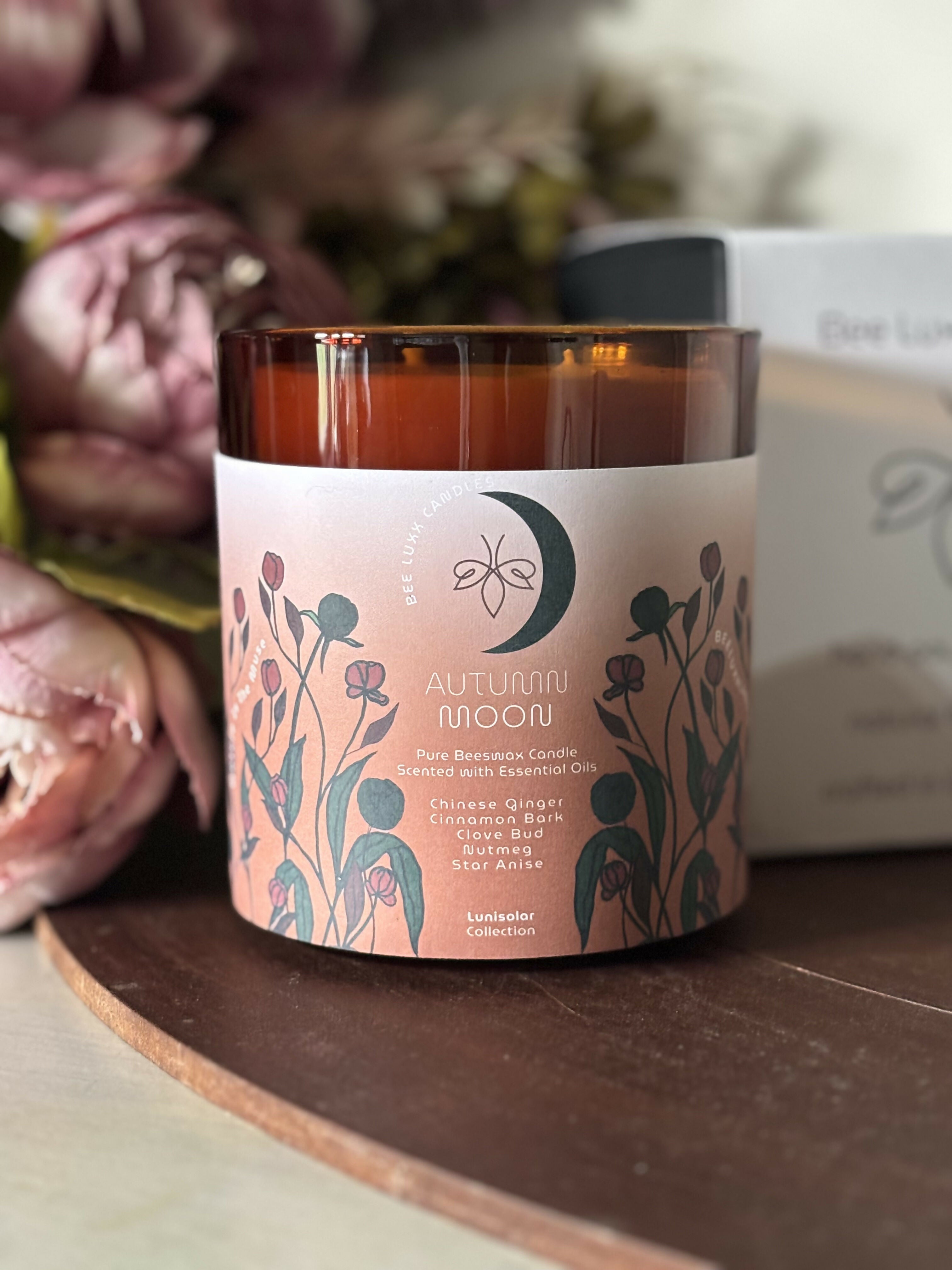 Autumn Moon - 100% Natural Essential Oil & Beeswax Candle In Glass Jar