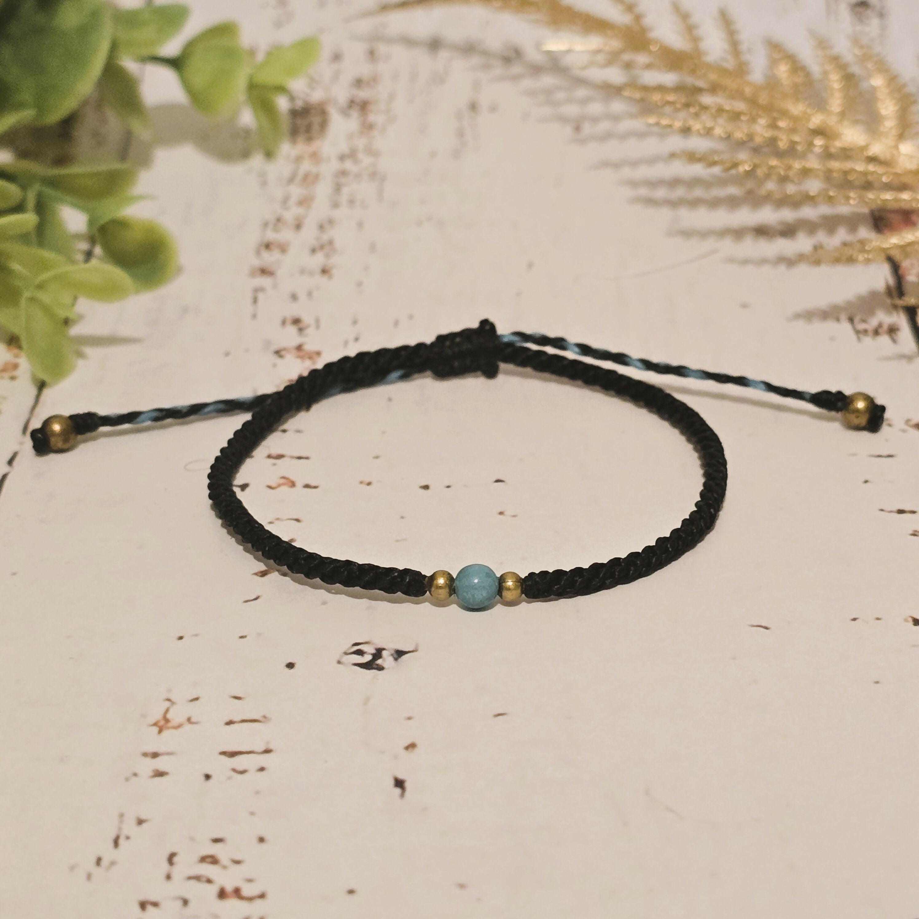 Turquoise Birthstone Bracelet; Single Crystal Macrame Adjustible December Gift Bracelet