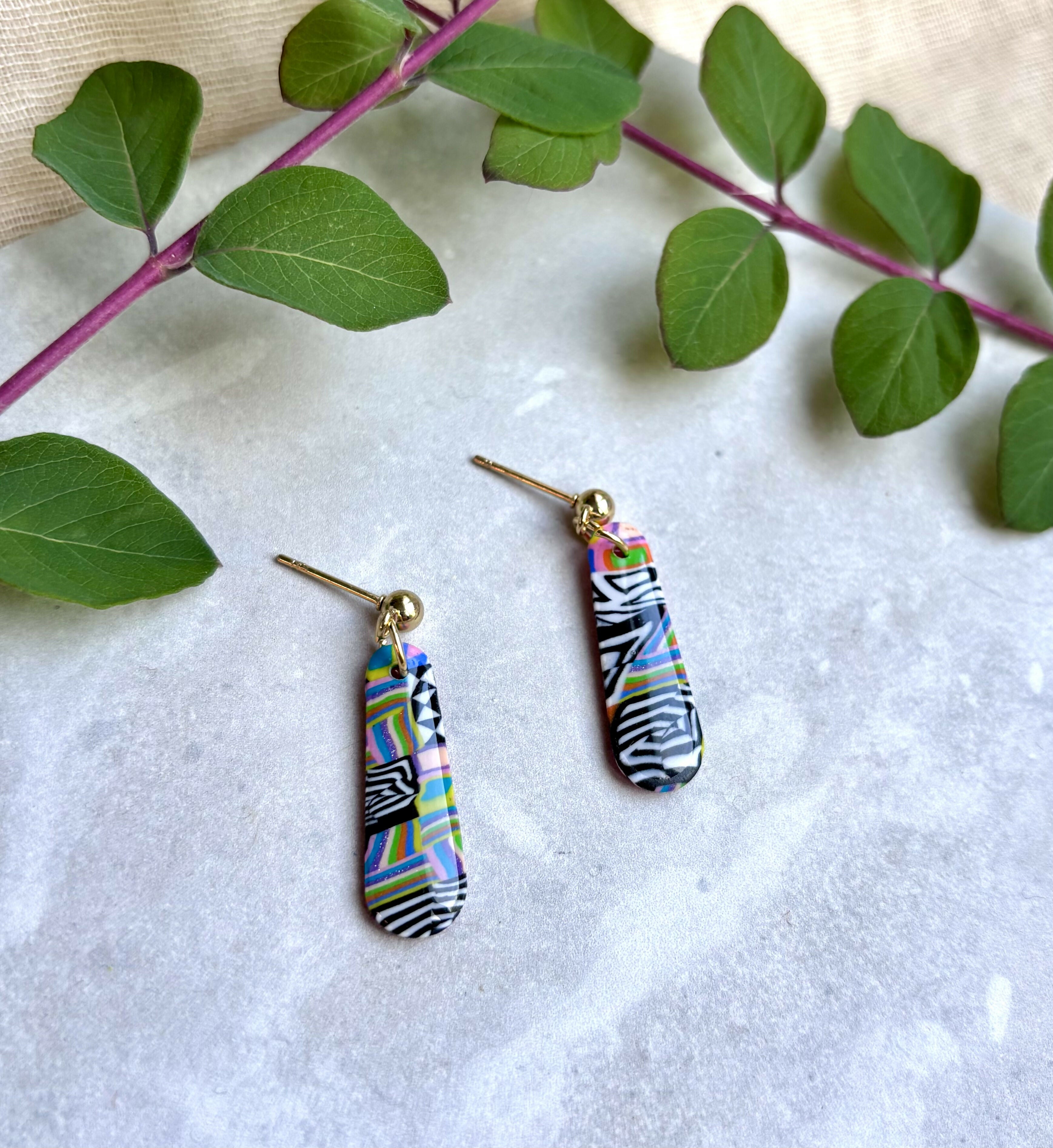 Funky Pattern Collection - Small Dangles Polymer Clay Earrings