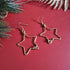 Christmas Gold Star Earrings; Citrine Crystal Celestial Festive Brass Wire Handmade Artisanal Earrings