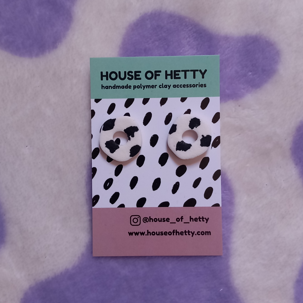 Polymer Clay Organic Donut Shape Stud Earrings