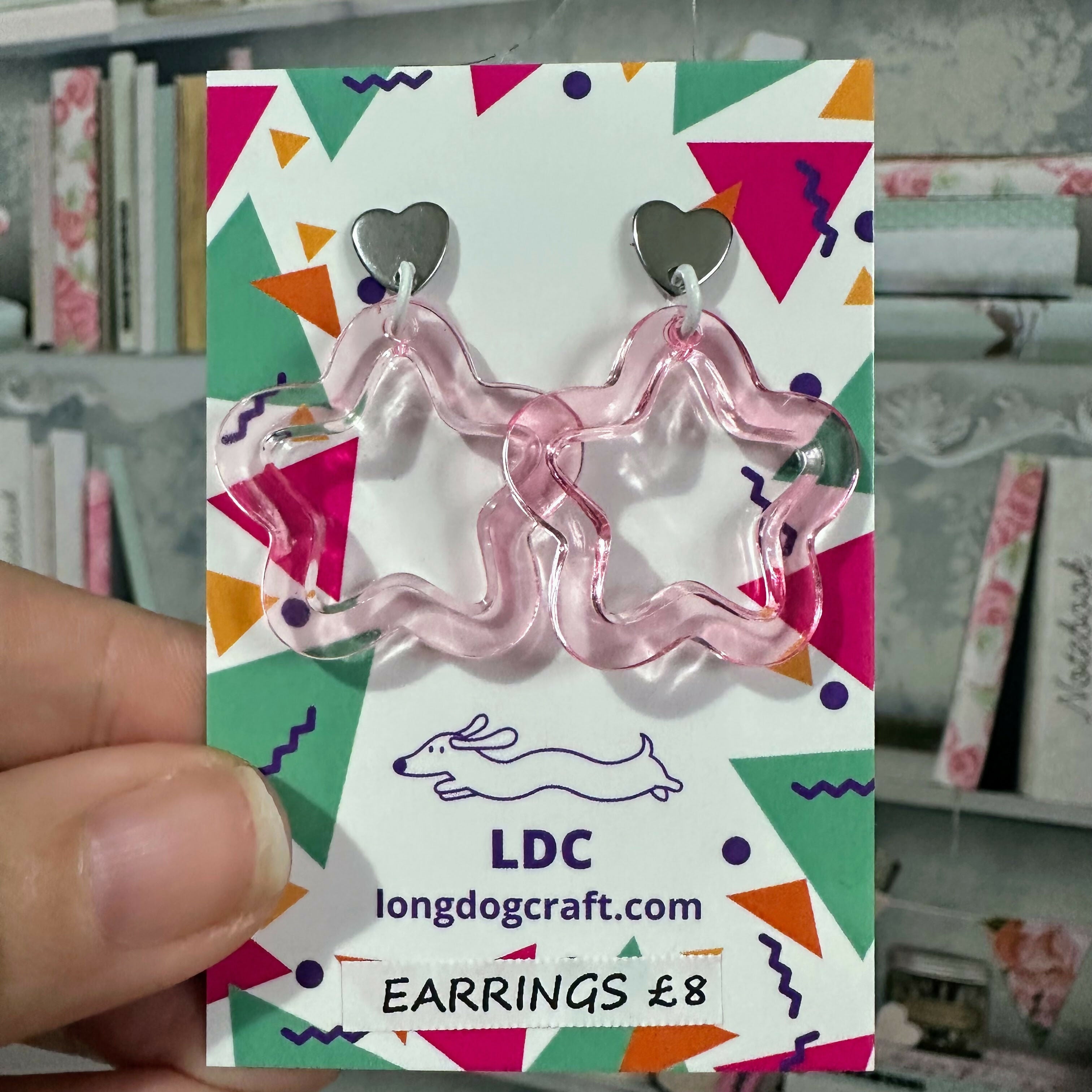 Acrylic Star Drop Stud Pink