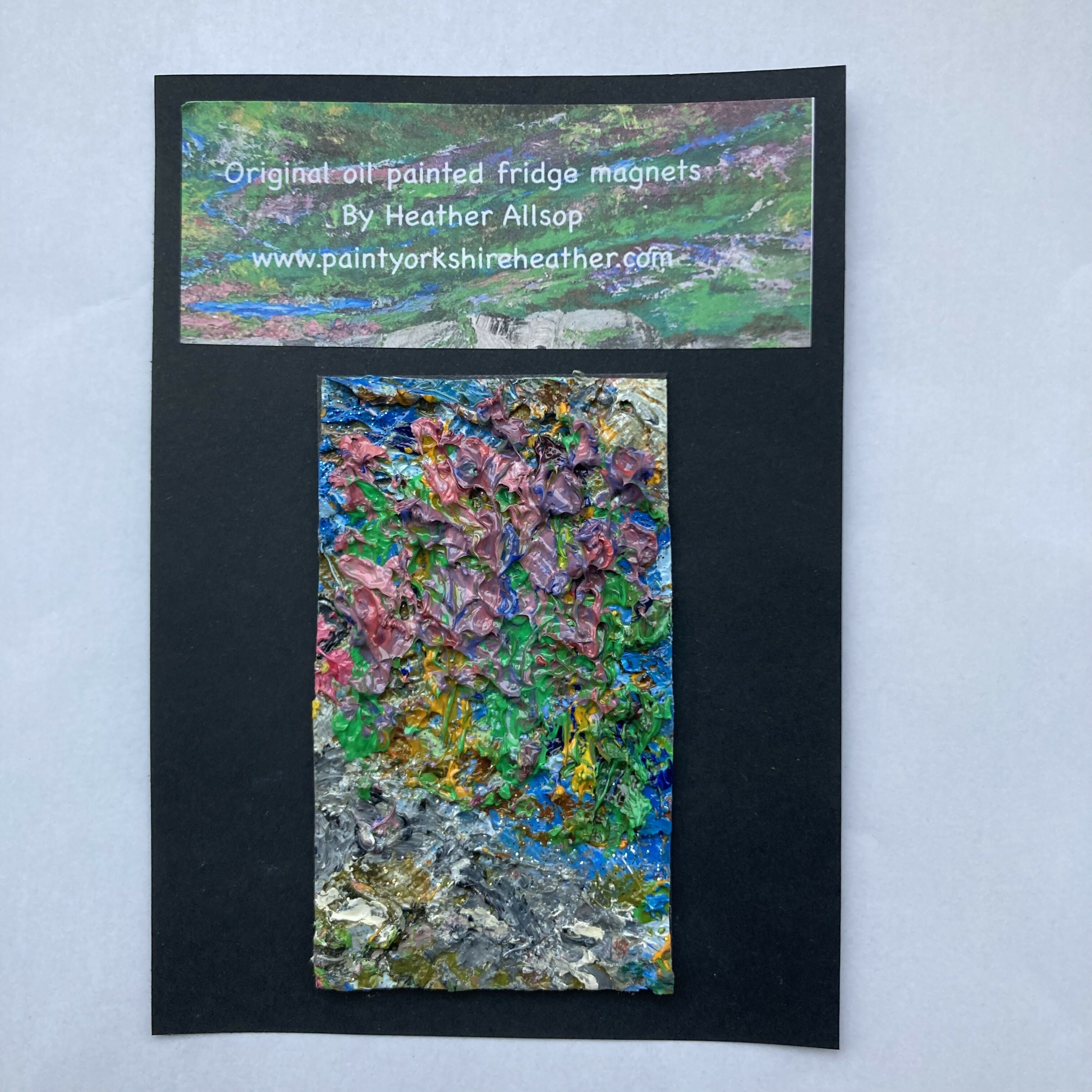 Abstract Heather Oil Painting Mini Canvas Fridge Magnet