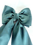 Dark Green Satin Hair Bow with Barrette Clip