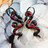 Handmade Red And Black Snake Resin Hoop Earrings