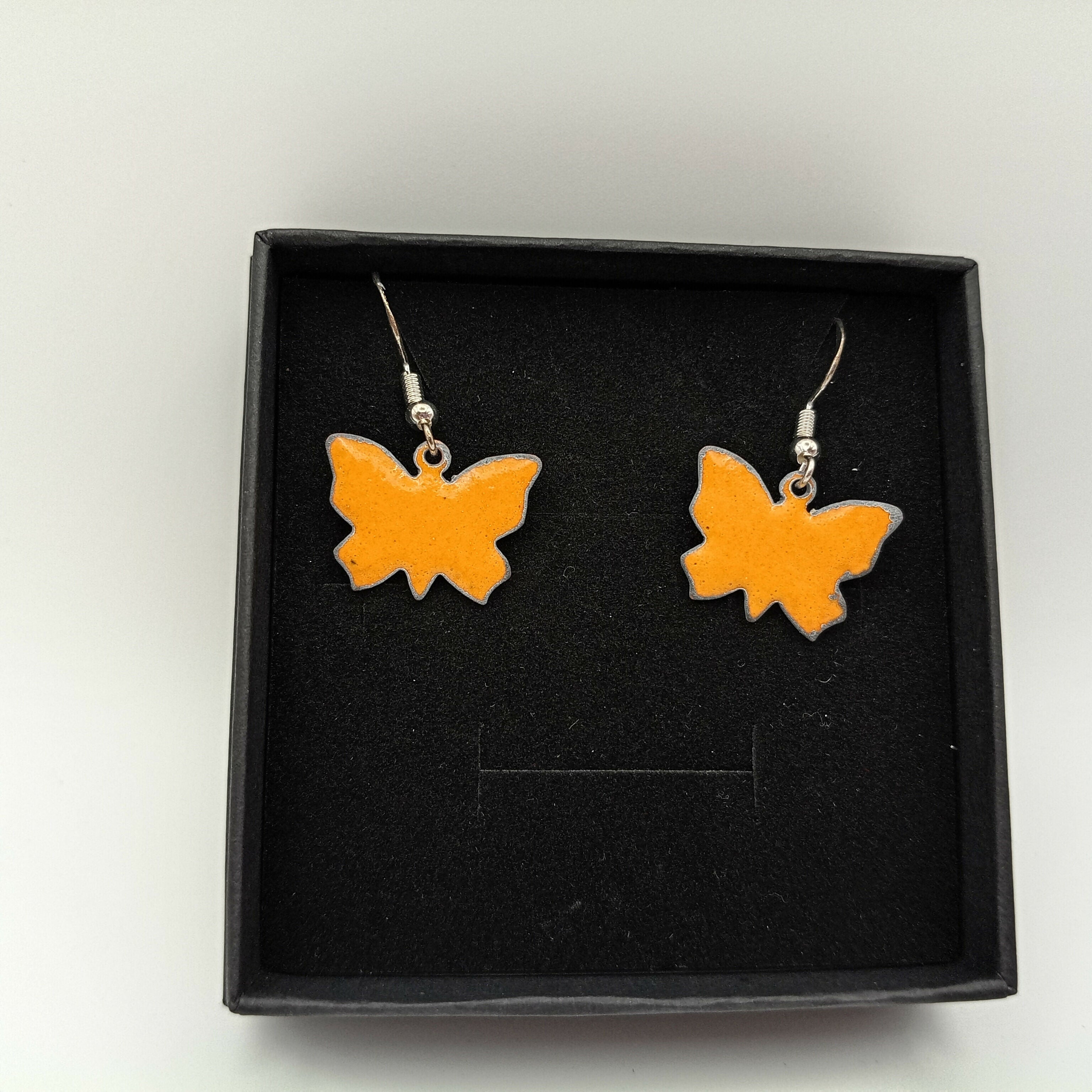 Sunflower Yellow Enamel Butterfly Earrings