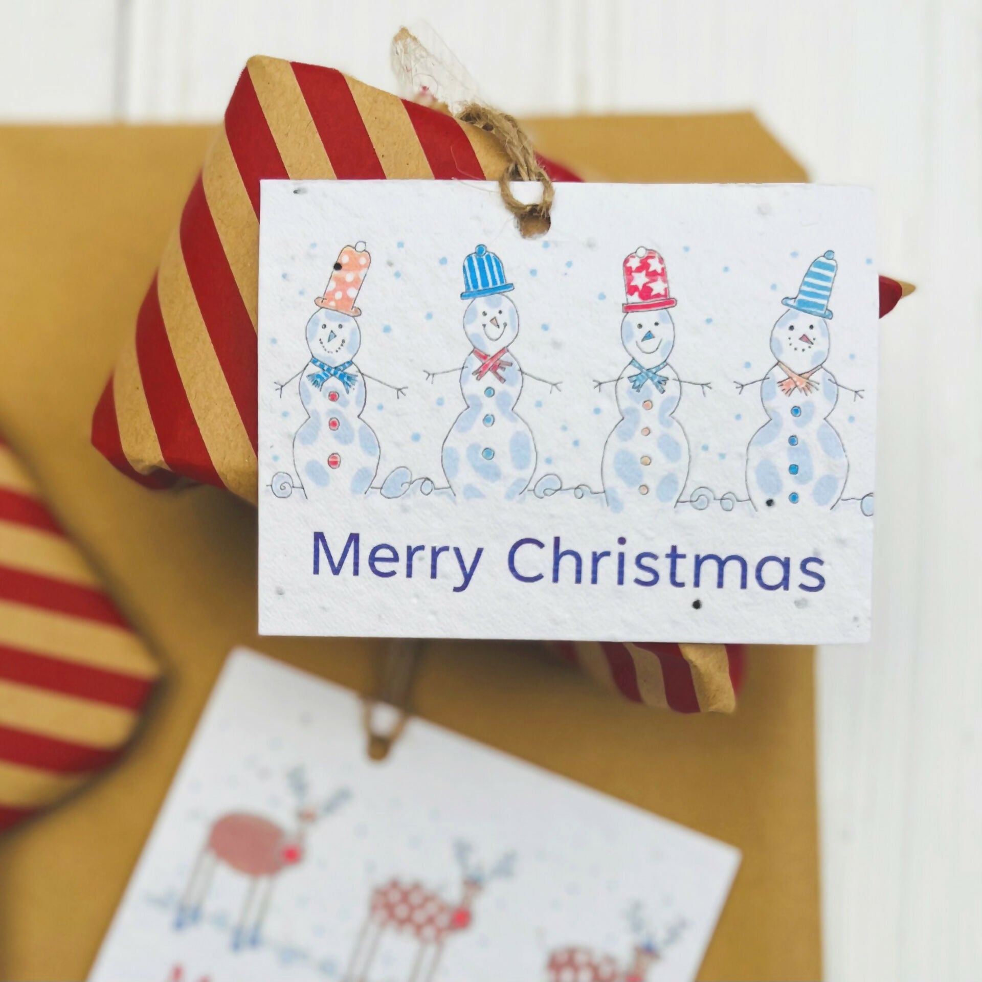 Set of 6 Christmas Seed Gift Tags - 'Jolly Snowmen'