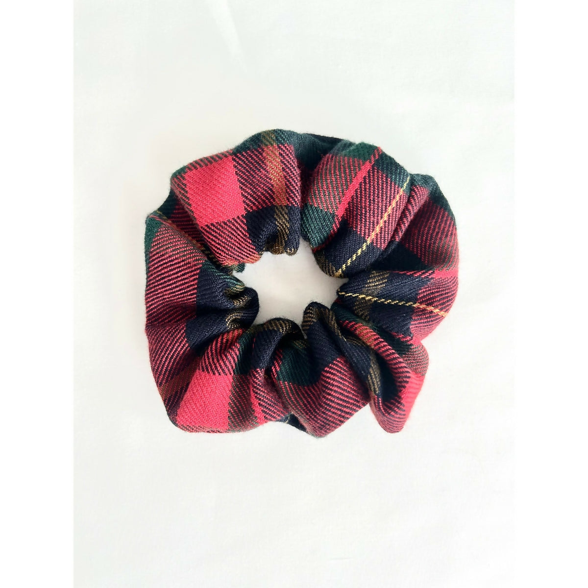 Navy, red & Green Tartan Hair Scrunchie