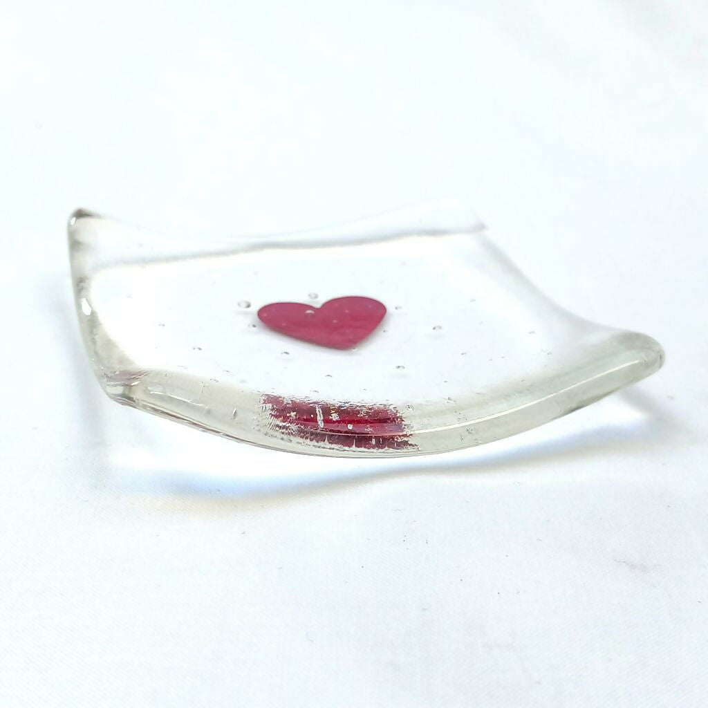 Small Fused Glass Heart Dish