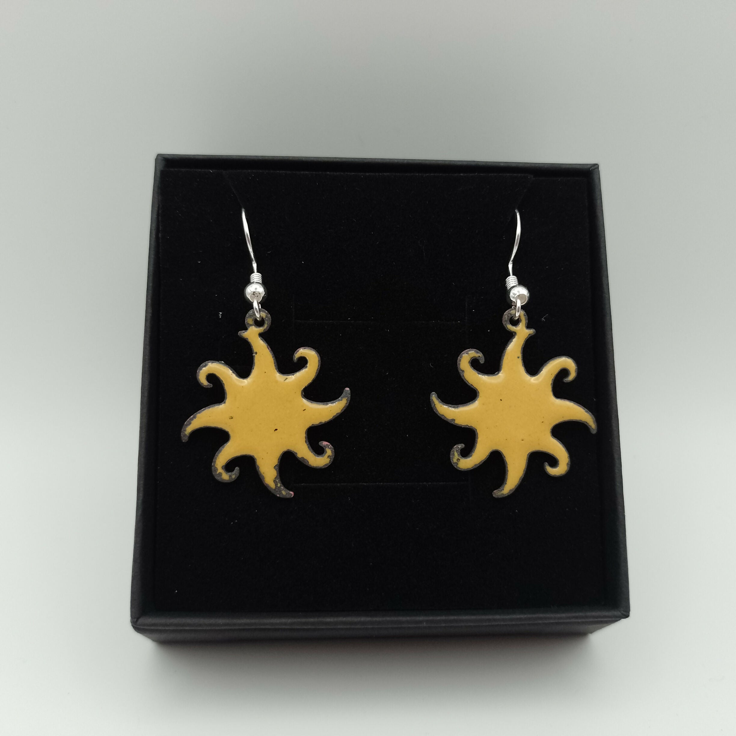 Yellow Enamel Sunburst Earrings