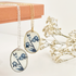 Blue China Necklace No. 3 - Handmade Polymer Clay Necklace