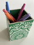 Hand-printed Green and White Pen Ppot