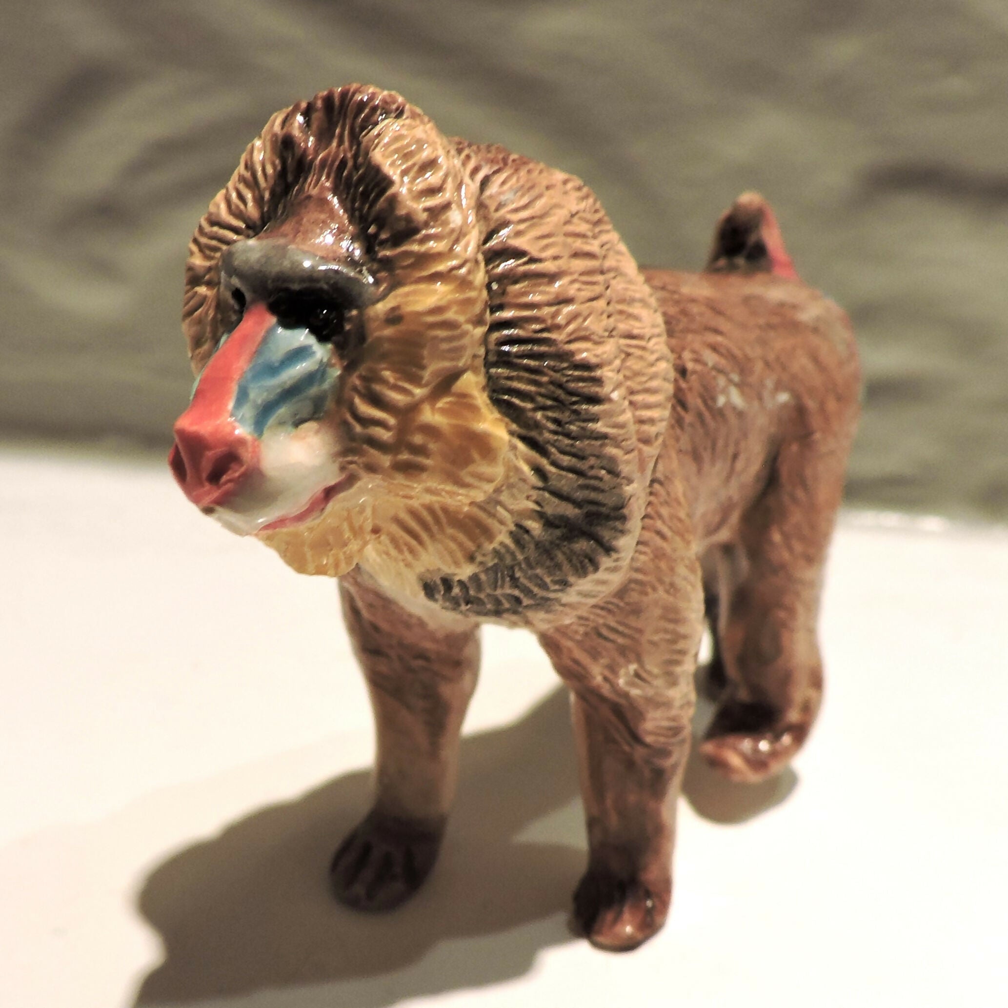 Ceramic Mandrill baboon sculpture