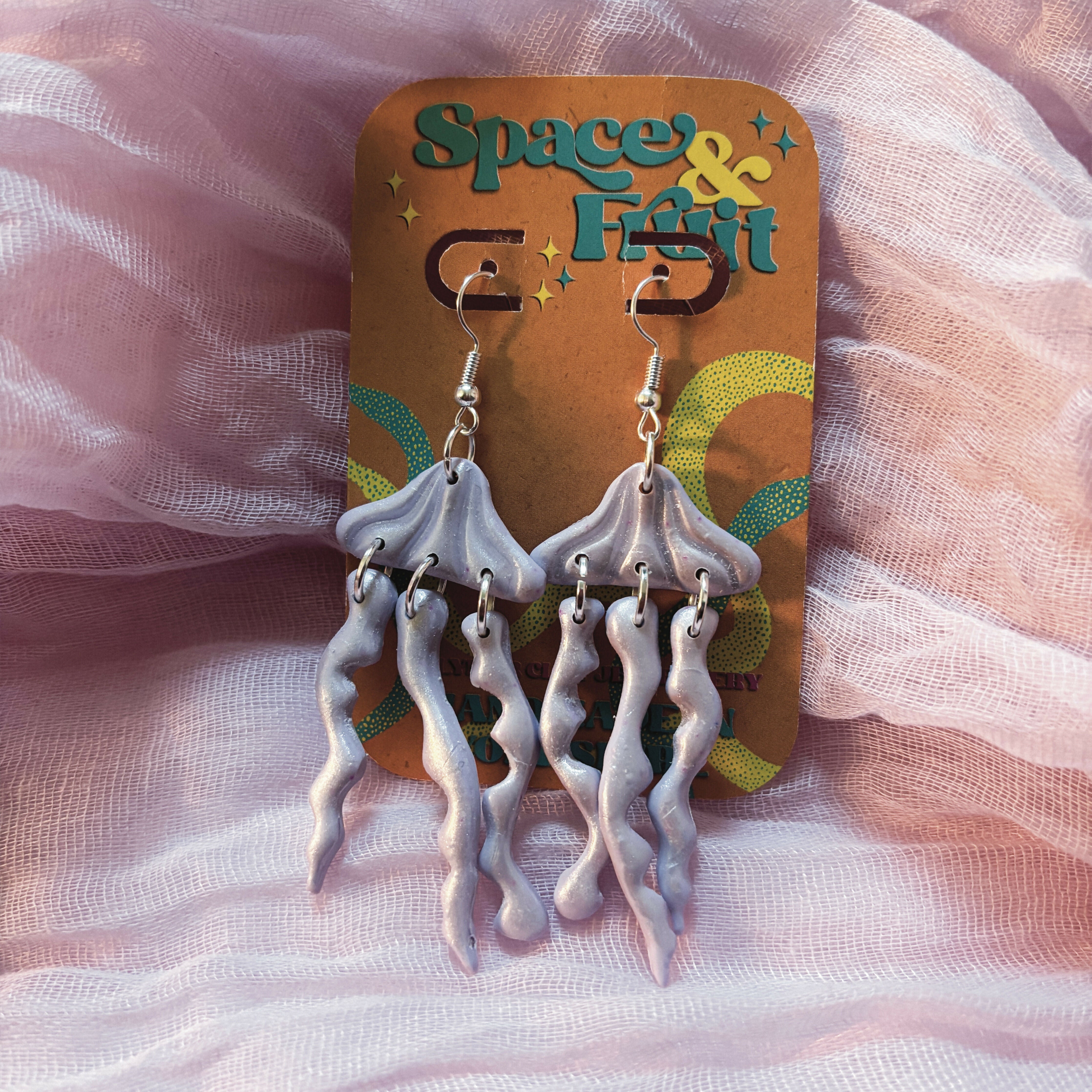 Shimmering Jellyfish Statement Polymer Clay Earrings